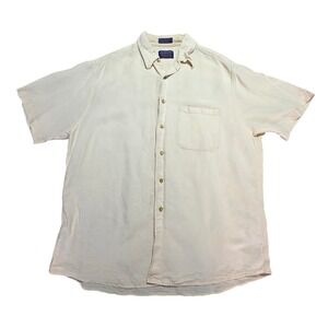 Pendleton City Linen Shirt Cream XL Short Sleeve Button Down